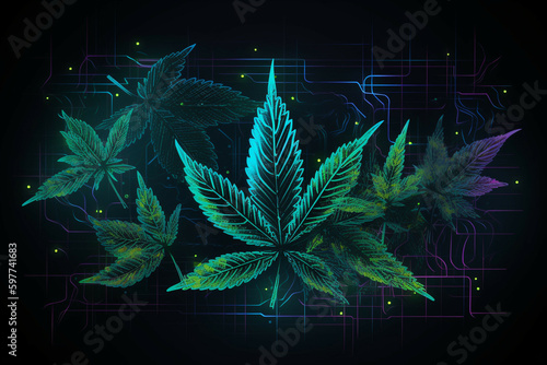 cannabis leaf background,cyberspace,cyberstyle,weed