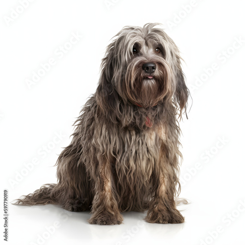 Bergamasco breed dog isolated on white background