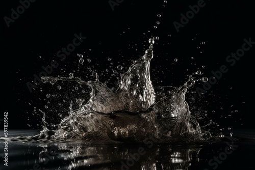 Splashing water on a black background. Generative AI