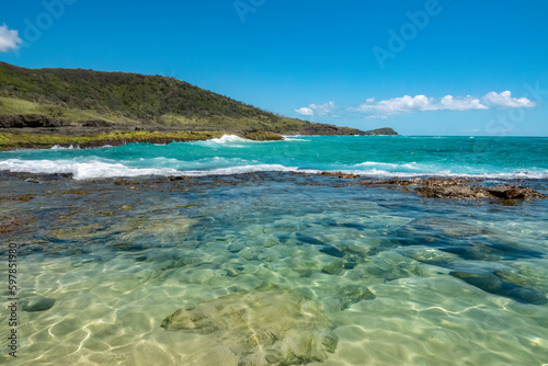 Champagne Pools, Fraser Island (K'gari), a sand island along the south-eastern coast in the Wide Bay–Burnett region, Queensland, Australia.