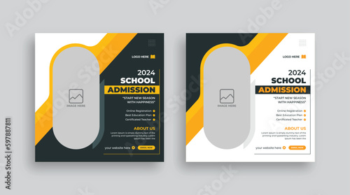 School admission web banner, square banner, and social media post template