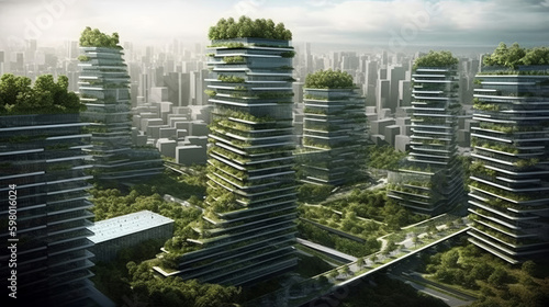 Green roofs carbon capture urban landscape, generative ai