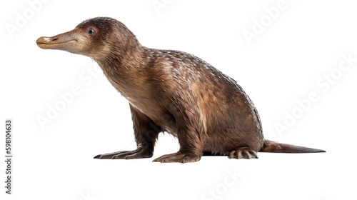Platypus isolated on transparent background created with generative AI technology