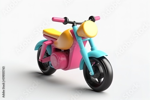 Motorcycle 3d icon render realistic illustration. Colorful minimalistic bike