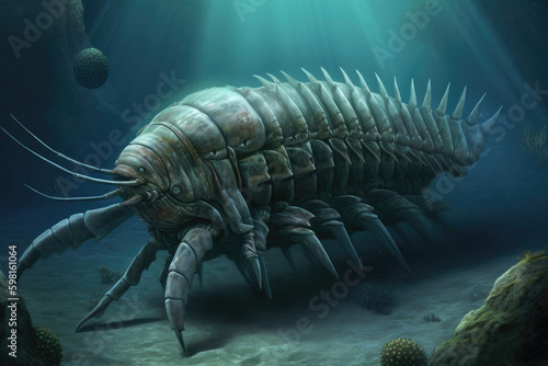 In the depths of the ocean long ago these trilobites roamed and evolved just as they still do today.. AI generation. Generative AI