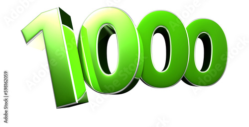 Number 1000 green 3D illustration.