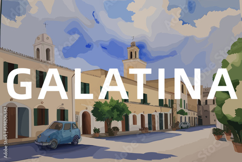 Galatina: Beautiful painting of an Italian village with the name Galatina in Puglia