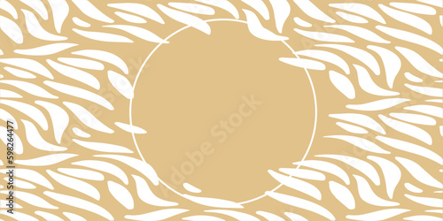 Abstract background with white petals on a beige background. Vector illustration.
