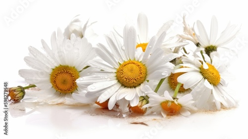 Art daisies summer white flower isolated. AI generated.