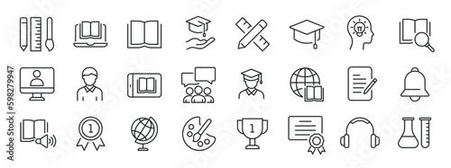 Education thin line icons. Editable stroke. For website marketing design, logo, app, template, ui, etc. Vector illustration.