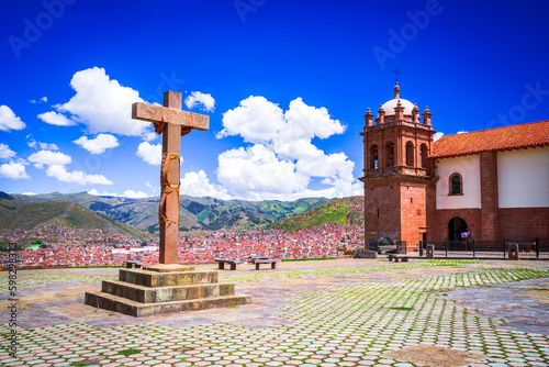 Cusco, Peru. Mirador de Plaza San Cristobal, overlooking ancient city.
