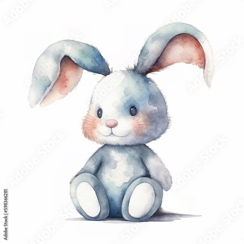 Stuffed doll bunny watercolor paint