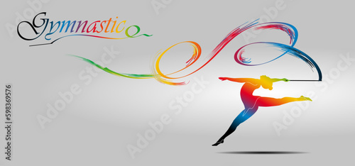 Visual drawing of beautiful gymnastic sport of front view, healthy lifestyle and sport concepts,abstract soccer game colorful vector illustration, set 3 of 20