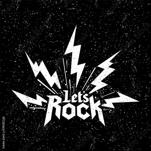 Rock and Roll Music Symbol with Lightning Bolts Vector Design Illustration