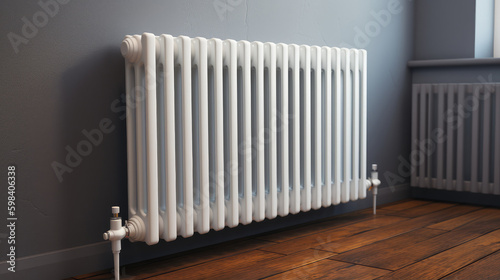 white radiator of a heatin in a room, generative ai