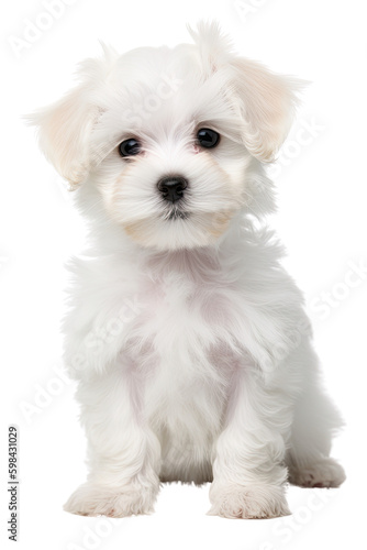maltese puppy isolated on a transparent background, generative ai