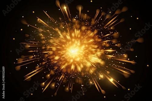 Abstract golden stars explosion with light effect