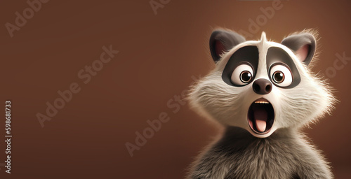Cartoon Raccoon Looking Surprised with Space for Copy (Generative AI)