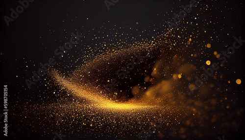 Golden Sparkles on solid black background Ai generated image