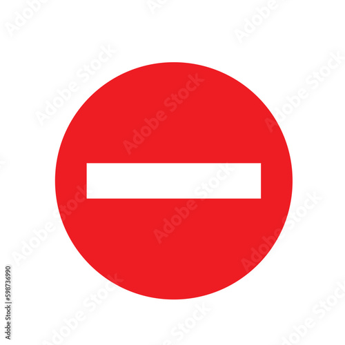 Icono de No hay entrada. Señal de tráfico de parada roja. Vista de frente. Vector