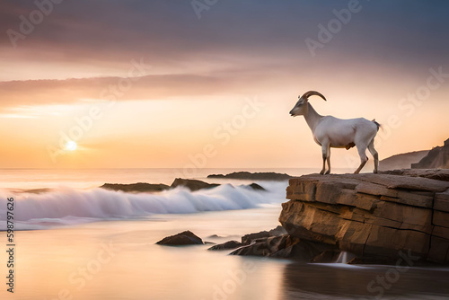wild goat on the rock