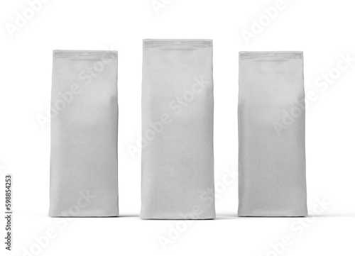  Coffee tea packaging package bags on a white 3d Illustration