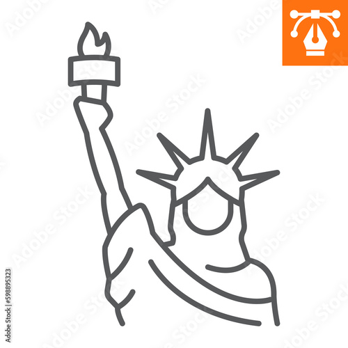 Statue of liberty line icon, outline style icon for web site or mobile app, independence day and USA, american statue vector icon, simple vector illustration, vector graphics with editable strokes.