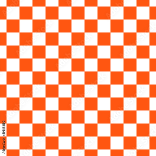 Seamless pattern with white and orange checkerboard