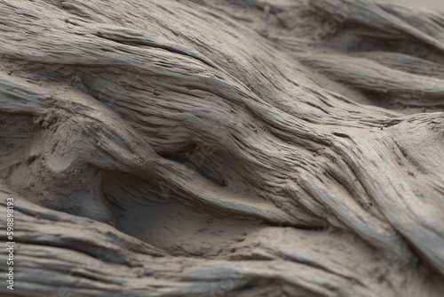 A close-up of a natural surface, such as a piece of driftwood or sand dune, with interesting texture and pattern, Generative AI