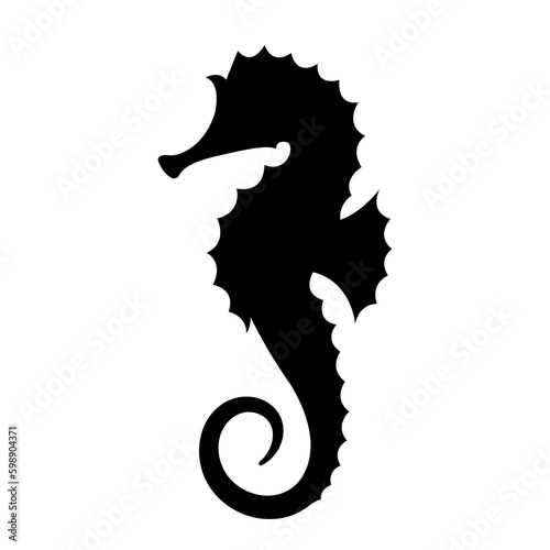 seahorse silhouette vector icon flat illustration logo clipart