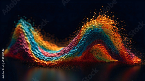 bright wave motion animation against dark background