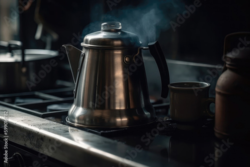 Coffee Pot On Stove. Generative AI