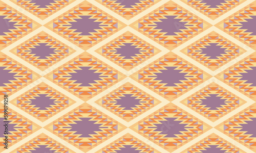 Southwest western design style in a grid seamless repeat pattern - Vector Illustration