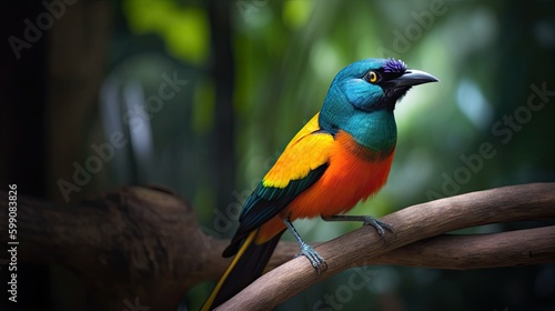 A tropical bird with vibrant colors. Generative AI