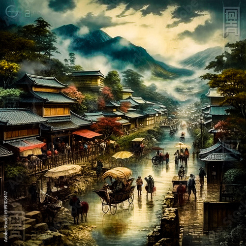 日本の明治時代の風景 Scenery of the Meiji era in Japan | Generative AI