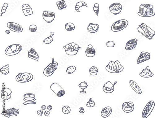 食べ物の壁紙イラストカラーシャドウ 青