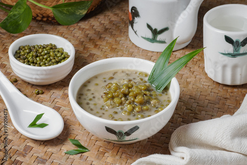 Delicious sweet porridge Mung Seans or Malaysian people called Bubur Kacang Hijau is a Malaysian and Indonesian traditional dessert 