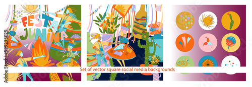 Vector illustration for social networks on a background on the theme of the brazilian carnival festa junina