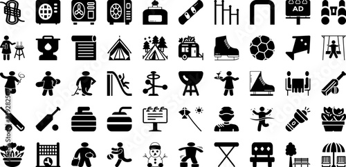 Outdoor Icon Set Isolated Silhouette Solid Icons With Set, Vector, Illustration, Icon, Outdoor, Symbol, Design Infographic Simple Vector Illustration
