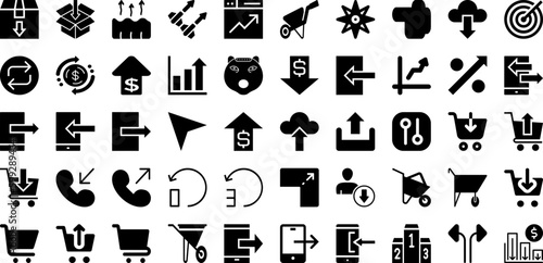 Arrow Icon Set Isolated Silhouette Solid Icons With Vector, Set, Arrow, Collection, Icon, Symbol, Sign Infographic Simple Vector Illustration