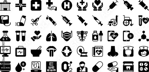 Care Icon Set Isolated Silhouette Solid Icons With Outline, Set, Vector, Icon, Sign, Care, Line Infographic Simple Vector Illustration
