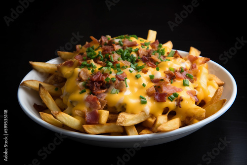french fries with bacon and cheddar cheese. generative ai