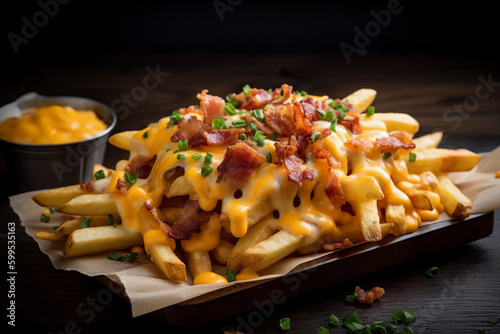 french fries with bacon and cheddar cheese. generative ai