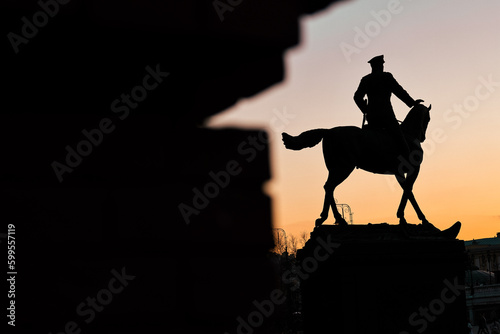 Sculptural monument to the Soviet commander Marshal Georgy Zhukov in Moscow