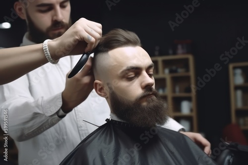 Trendy haircuts for men by professional hairdressers, generative ai
