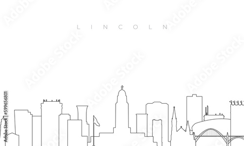 Outline Lincoln skyline. Trendy template with Lincoln buildings and landmarks in line style. Stock vector design.