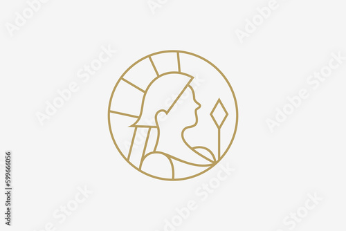Athena simple line style logo in circle shape