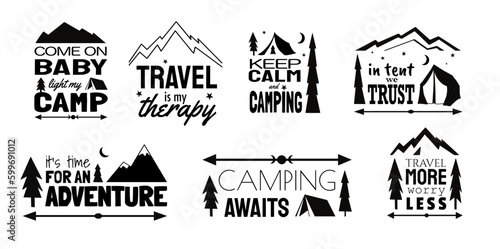 camping sticker design SVG collection Cut Files for Cutting Machines like Cricut and Silhouette, travel, adventure, camping quotes, notebook, planner and diary stickers 
