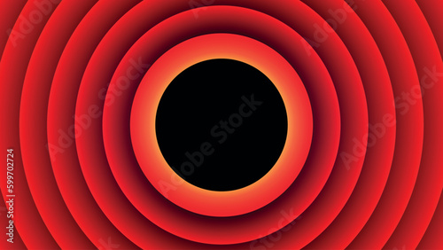 Vintage red cartoon background with a black empty circle in the center