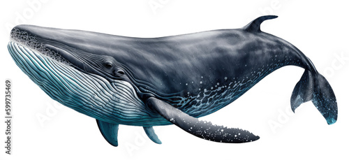 Blue Whale Isolated on Transparent Background - Generative AI 